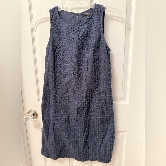 Banana Republic Dresses & Skirts - Banana Republic Navy Blue Eyelet Sleeveless Tank Dress Cotton Size 0. EUC AD